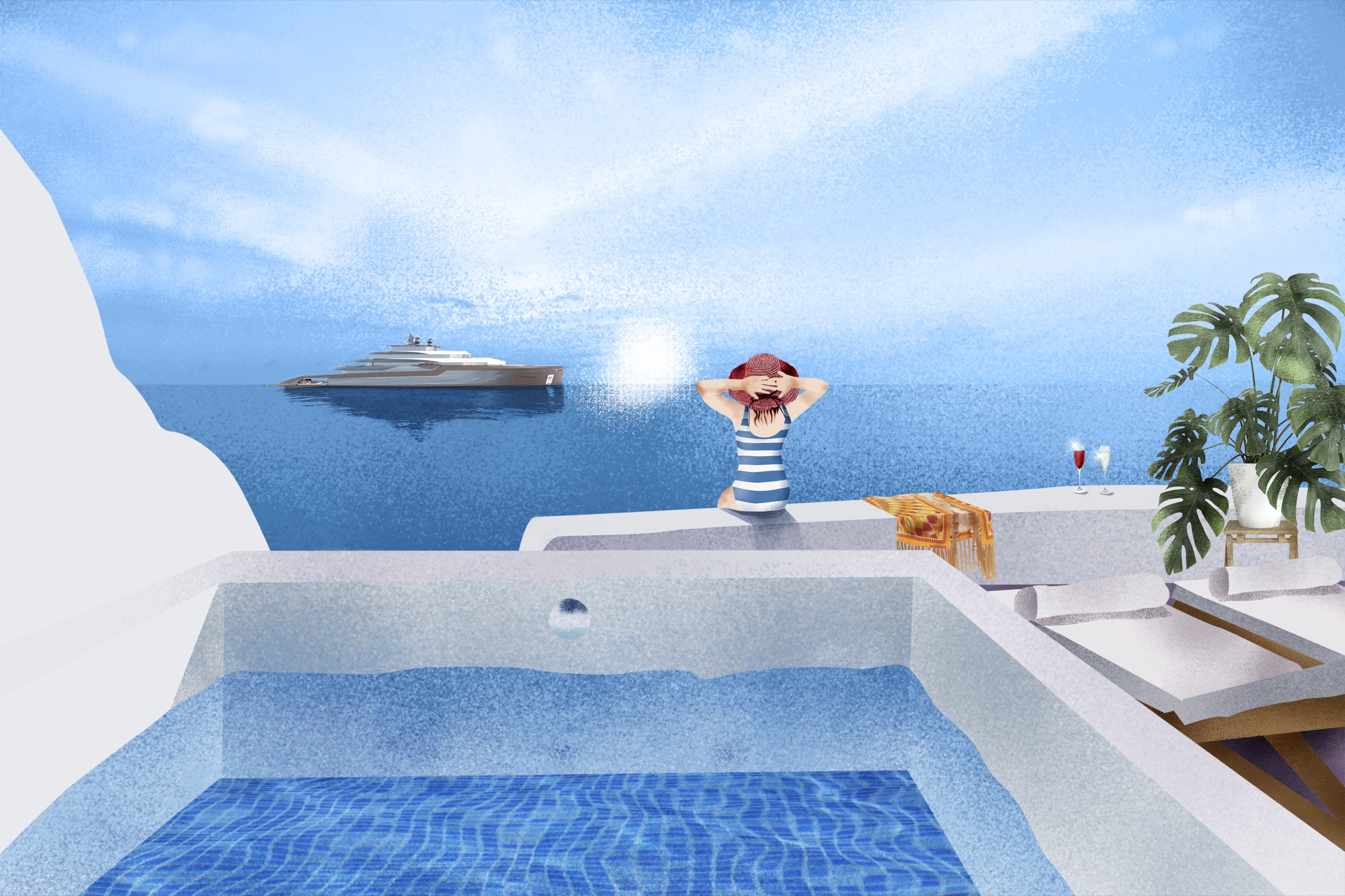 A clifftop pool above the sea